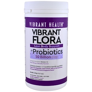 Отзывы о Вибрант Хэлт, Vibrant Flora, Lean Body Support, Probiotics, Version 1.0, Peach Mango, 12.1 oz (343 g)