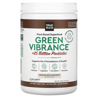 Vibrant Health, Green Vibrance® +25 Billion Probiotics, Version 21.0, Chocolate Coconut, 12.35 oz (350 g)