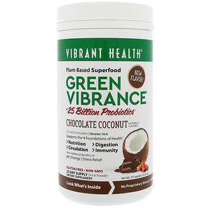 Отзывы о Вибрант Хэлт, Green Vibrance +25 Billion Probiotics, Version 16.0, Chocolate Coconut, 13.23 oz (375 g)