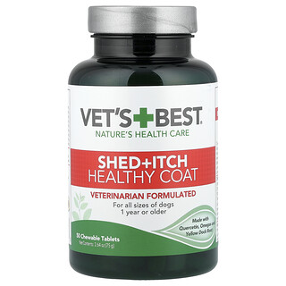 Vet's Best, Shed + Itch Healthy Coat, gesundes Fell bei Hunden, alle Größen, ab 1 Jahr, 50 Kautabletten, 75 g (2,64 oz.)