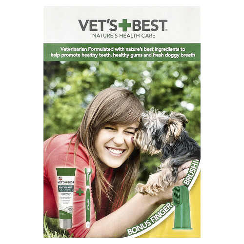 Vet's Best, Zahnpflege-Set mit Fingerbürste, für Hunde, 3-teiliges Set