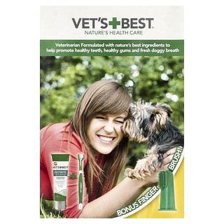 Vet's Best, Kit de cuidado dental con cepillo de dedo, Para perros, Set de 3 piezas