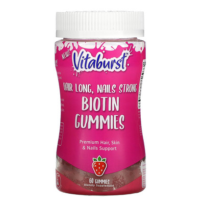 Vitaburst Biotin Gummies, Strawberry Flavor, 60 Gummies
