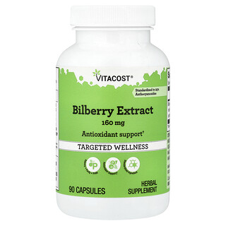Vitacost, Экстракт черники, стандартизированный, 160 мг, 90 капсул
