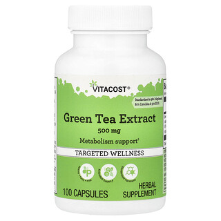 Vitacost, Extracto de té verde, 500 mg, 100 cápsulas