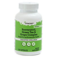 Vitacost, Complexe de resvératrol, thé vert et raisin, 120 capsules