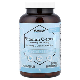 Vitacost, Synergy®, Βιταμίνη C-1000 που περιλαμβάνει L-Λυσίνη και L-Προλίνη, 240 κάψουλες