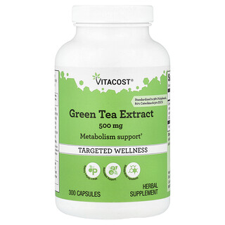 Vitacost, Extracto de té verde, 500 mg, 300 cápsulas