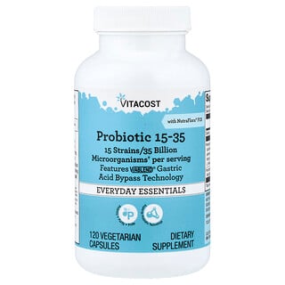 Vitacost, Everyday Essentials, Probiotica 15-35 met NutraFlora® FOS, 120 vegetarische capsules