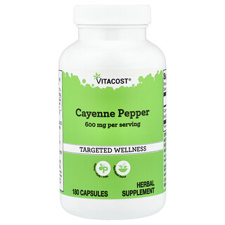 Vitacost, カイエンペッパー、180粒（1粒あたり300mg）