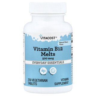Vitacost, Vitamin B12 Melts, Natural Cherry, 500 mcg, 250 Vegetarian Tablets
