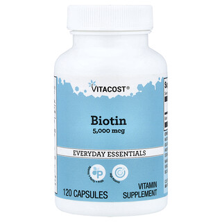Vitacost, Biotina, 5000 mcg, 120 cápsulas