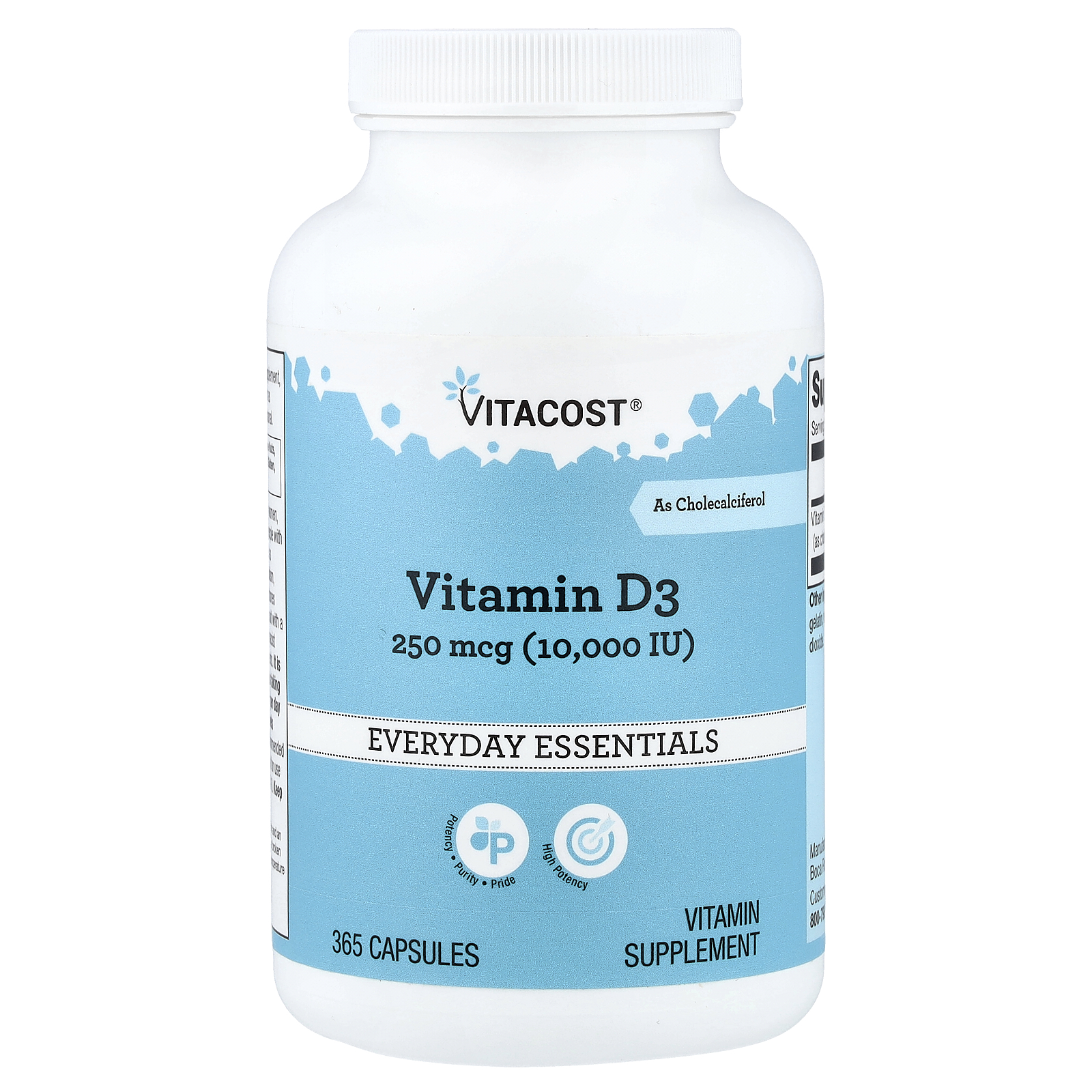 Vitacost (비타코스트), Vitamin D3 , 250 mcg (10,000 IU), 365 Capsules