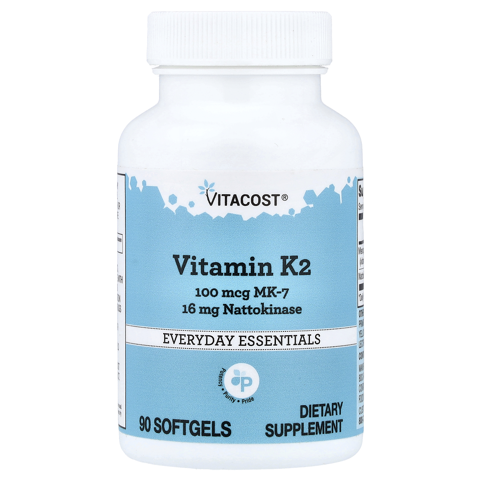Vitacost (비타코스트), 비타민K2, MK-7, 나토키나아제 함유, 소프트젤 90정