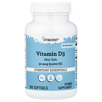 Vitacost, Vitamina D3, 3 mcg (2000 UI), 365 cápsulas blandas