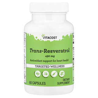 Vitacost, Trans-Resveratrol, 490 mg, 60 Capsules