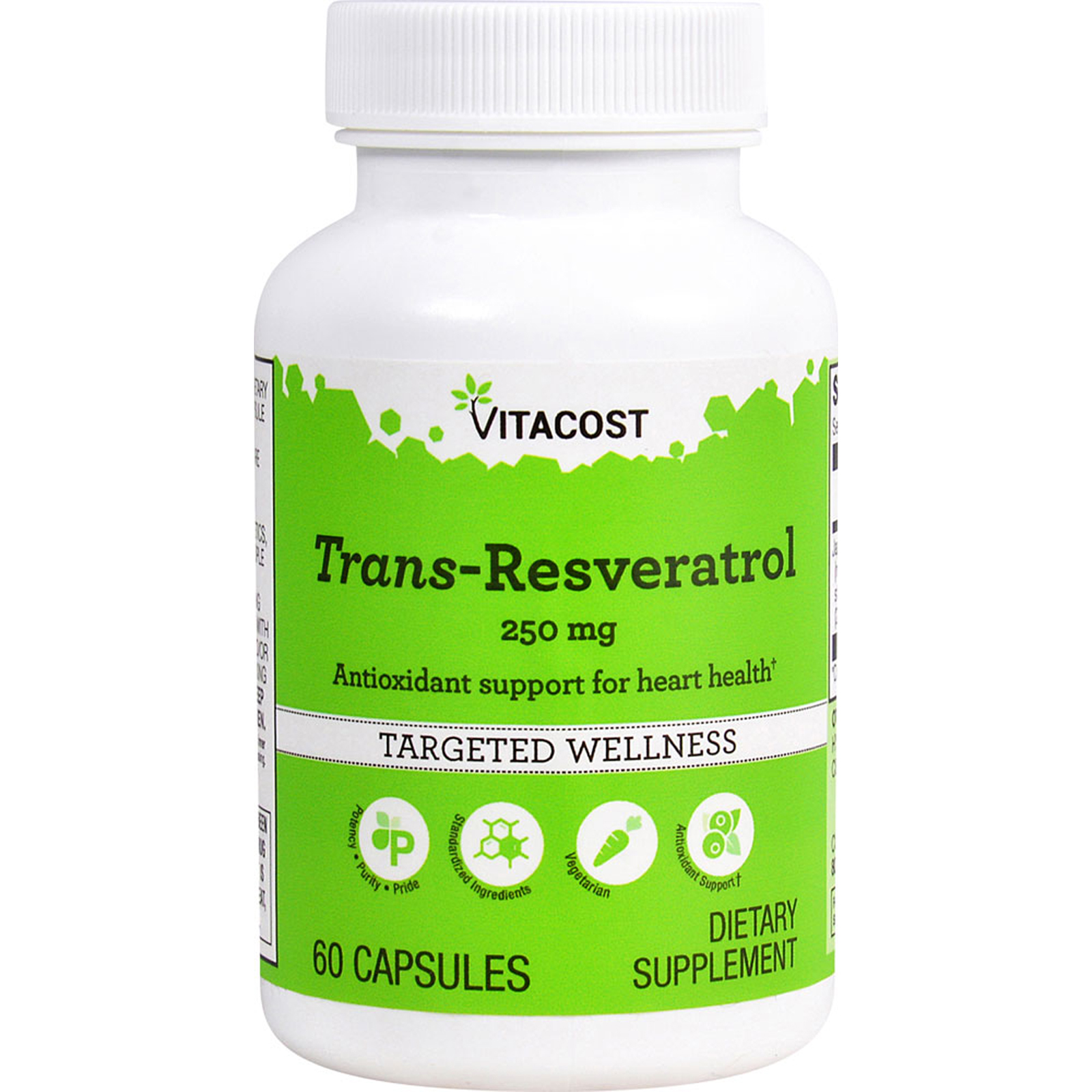 Vitacost (비타코스트), Trans-Resveratrol, 250 mg, 60 Capsules