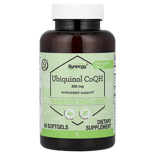 Vitacost, Synergy®-ის კოენზიმ Q-10-ის Ubiquinol CoQH, 200 მგ, ზომიერი ტოკსისურობის მქონე 60 რბილი კაფსულა (544970)