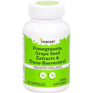 Vitacost, Pomegranate, Grape Seed Extracts & Trans-Resveratrol, 60 Capsules