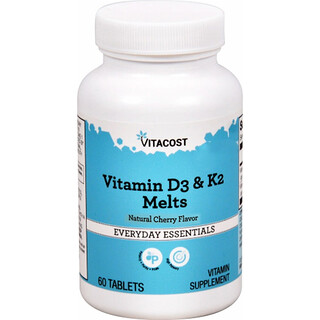 Vitacost‏, فيتامين د 3 وفيتامين ك 2 يذوب ، كرز طبيعي ، 60 قرصًا