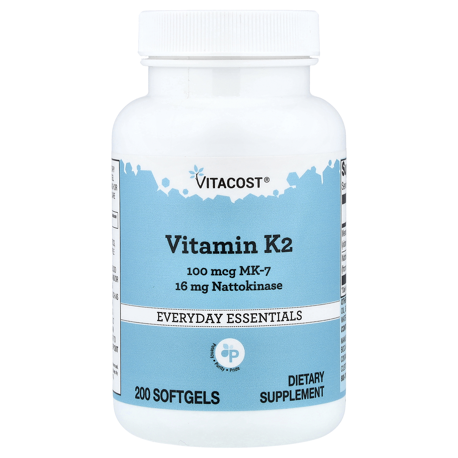 Vitacost (비타코스트), 비타민K2, MK-7, 나토키나아제 함유, 소프트젤 200정