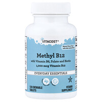 Vitacost, Methyl B12 With Vitamin B6, Folate And Biotin, Natural Cherry, 120 Chewable Tablets