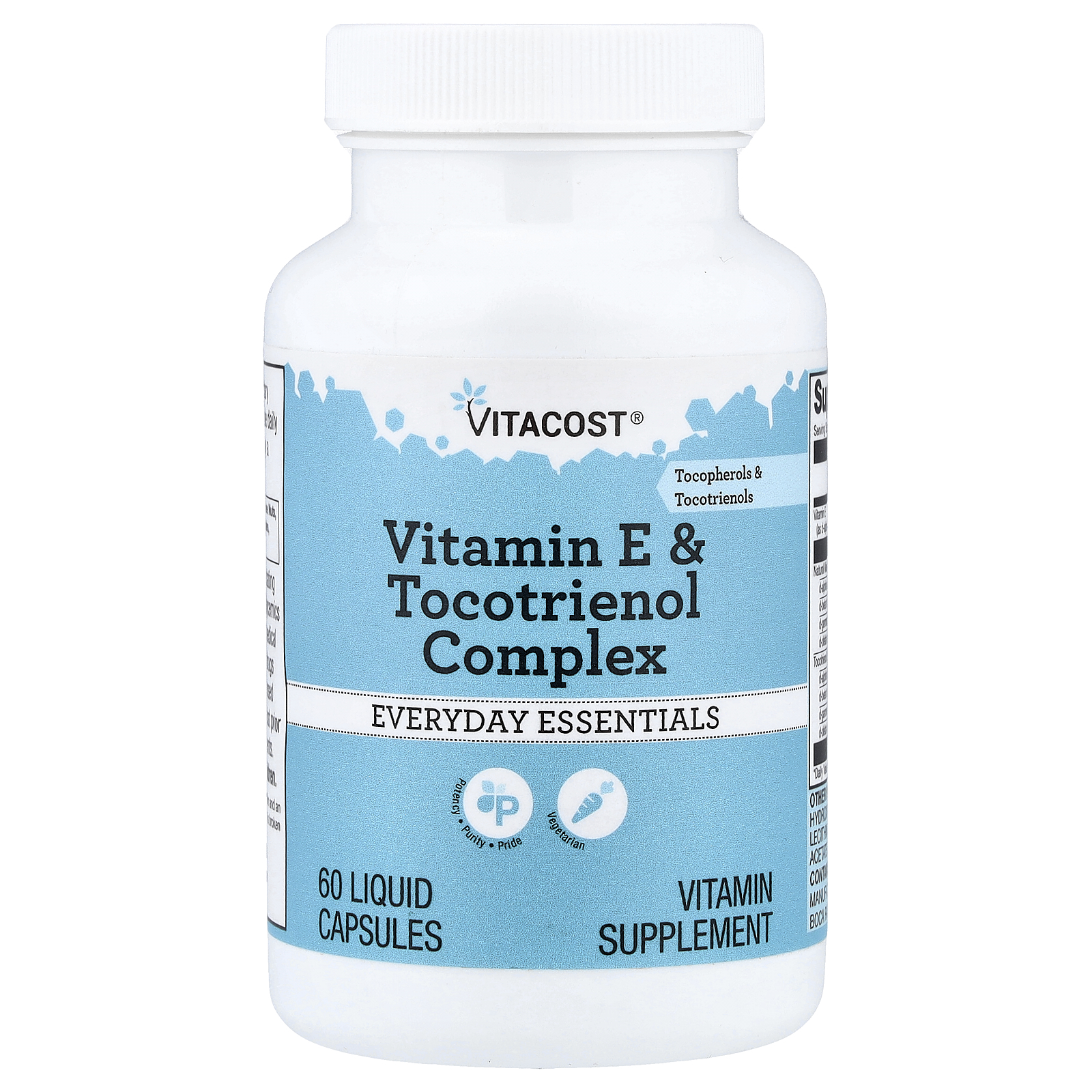 Vitacost (비타코스트), 비타민E 및 토코트리에놀 복합체, 액상 캡슐 60정
