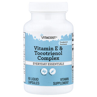 Vitacost (비타코스트), 비타민E 및 토코트리에놀 복합체, 액상 캡슐 60정