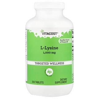 Vitacost, L-lisina, 250 comprimidos