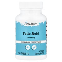 Vitacost, Ácido fólico, 800 mcg, 250 comprimidos