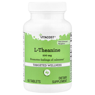 Vitacost, L-teanin med kalsium og fosfor, 60 tabletter