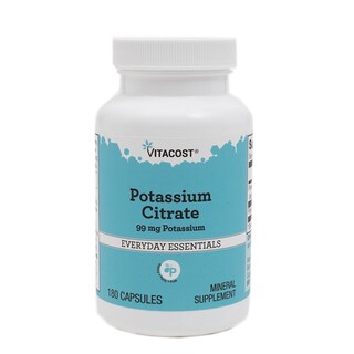 Vitacost, Citrato di potassio, 99 mg, 180 capsule