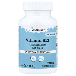 Vitacost, Vitamina B12, 5.000 mcg, 60 Cápsulas