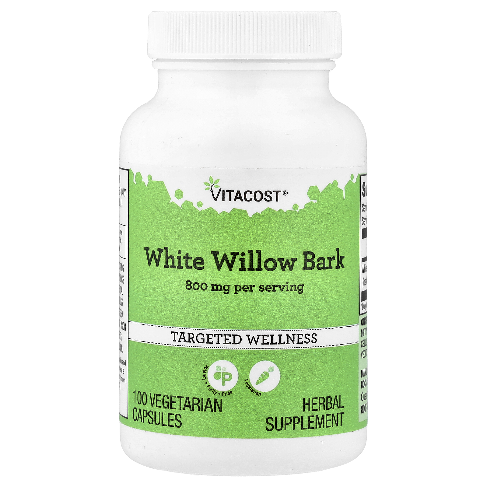 Vitacost (비타코스트), White Willow Bark, 100 Vegetarian Capsules (400 mg per Capsule) (판매가 중단된 상품)