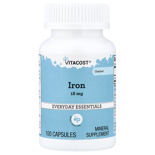 Vitacost, Everyday Essentials, Chelated Iron, 18 mg, 100 Capsules