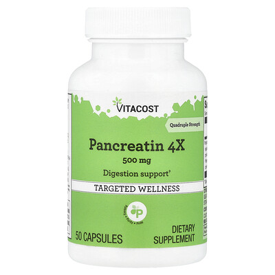 Vitacost Pancreatin 4X 500 mg 50 Capsules