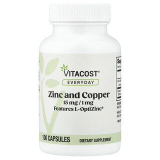 Vitacost, Everyday, zinc și cupru, 100 de capsule