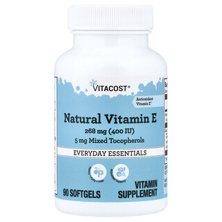 Vitacost, Dagelijkse Essentiële Producten, Natuurlijke Vitamine E, 90 Softgels