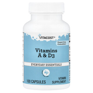 Vitacost, Everyday Essentials, Vitamins A & D3, 100 Capsules