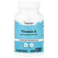 Vitacost, Vitamina A, 3000 mcg (10.000 UI), 100 cápsulas blandas