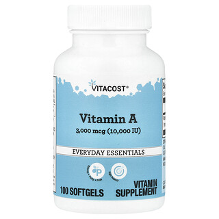 Vitacost, Vitamin A, 3.000 mcg (10.000 IU), 100 Weichkapseln