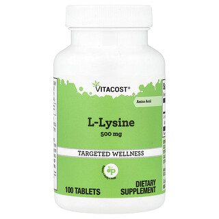 Vitacost (비타코스트), L-Lysine, 500 mg, 100 Tablets