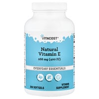 Vitacost, Everyday Essentials, luonnollinen E-vitamiini, 268 mg (400 IU), 250 pehmeää kapselia