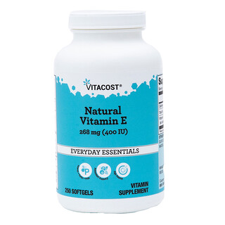 Vitacost, Naturalna witamina E, 268 mg (400 j.m.), 250 miękkich kapsułek