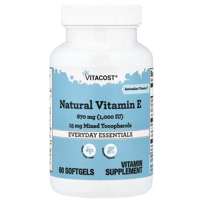 Vitacost, Natural Vitamin E, 60 Softgels