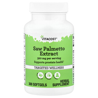 Vitacost, Extracto de palma enana americana, 300 cápsulas blandas