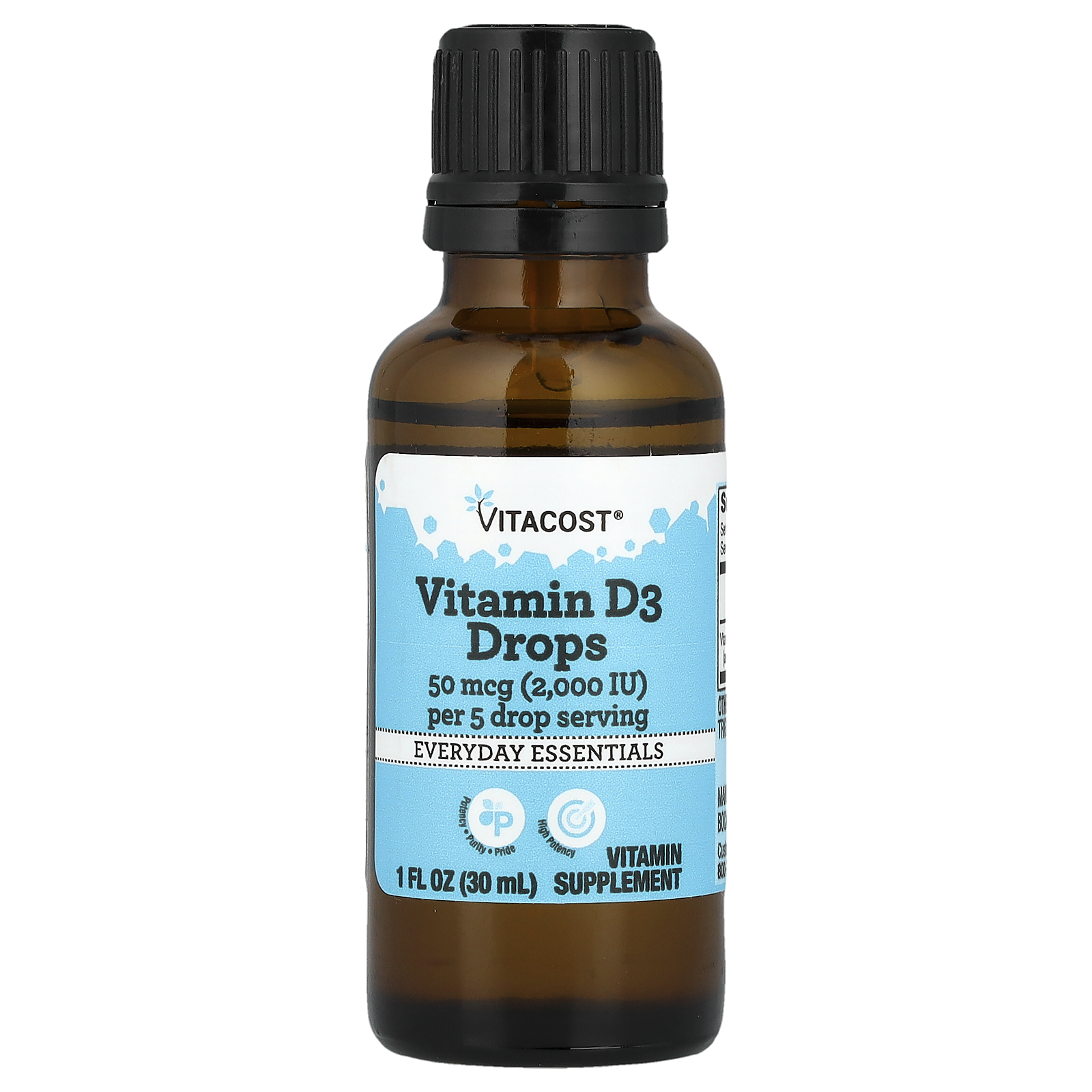 Vitacost (비타코스트), Vitamin D3 Drops, 1 fl oz (30 ml) (판매가 중단된 상품)