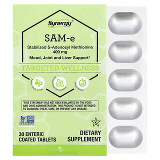 Vitacost, Synergy®, SAM-e, 400 mg, 30 Comprimidos com Revestimento Entérico