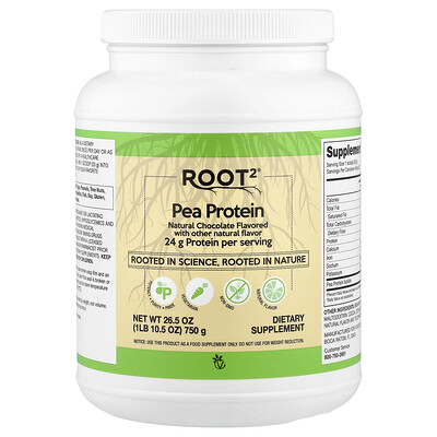 Vitacost Root2 Pea Protein Natural Chocolate 1 lb 105 oz 750 g