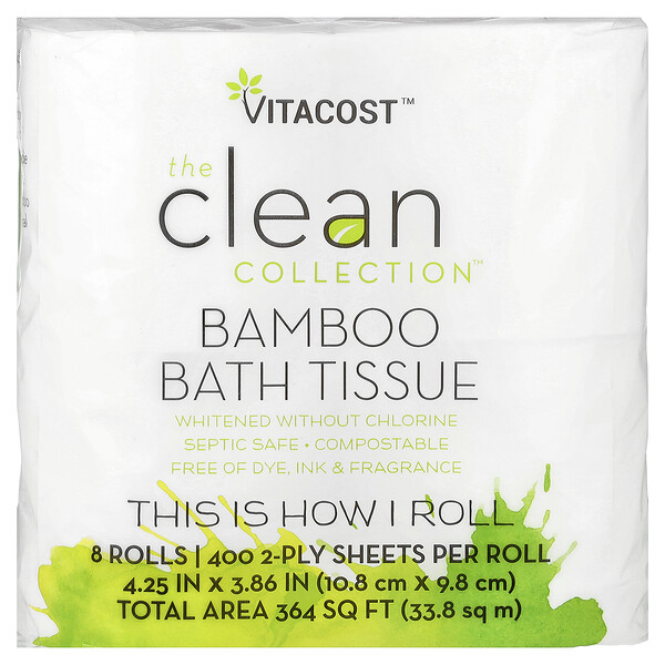 Vitacost The Clean Collection™, Bamboo Bath Tissue, 8 Rolls
